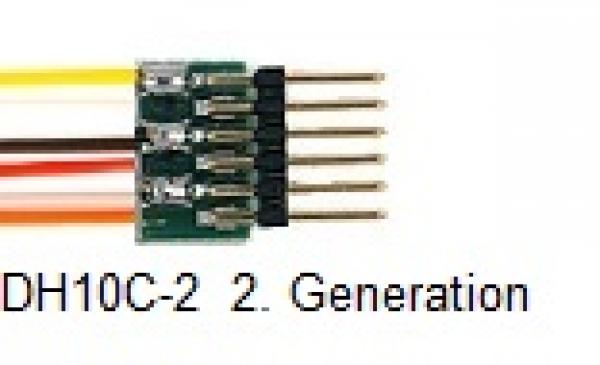 D&H DH10C (2. Generation), Mini-Lokdecoder, 1.5 A, SX1, SX2, DCC, MM, DC-analog, 6 Ausgänge, SUSI